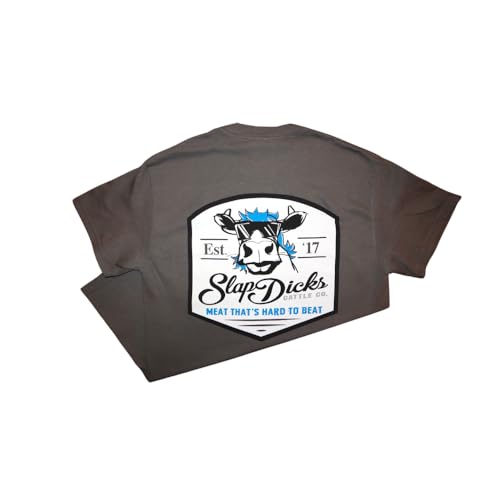 Slap Dicks Cattle Co. Buckaroo Cotton T-Shirt, Short Sleeve, Graphic Print Design, Gray and White (US, Alpha, Large, Regular, Regular, Charcoal)