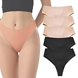 6PCS Aura Invisible Camel Toe Thong No Show High Waisted Camel Toe Concealer Underwear Women's Seamless Panty Pack (US, Alpha, Medium, Regular, Regular, 5pcs C)