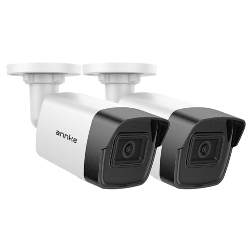 ANNKE 2 Pack 5MP PoE Bullet Security Cameras with Mic/Audio, Outdoor IP Cameras with 2.8mm Lens Wide Angle, 100ft Color Night Vision, IP67 Waterproof, RTSP, 5MP@20fps, Up to 256GB Micro SD Card- C500