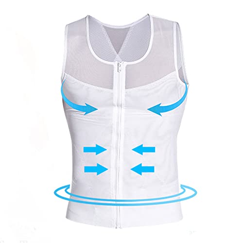 Llpsmeng Mens Shapewear Compression Vests Men's Sexy Bodywear Body Suit Underwear Tops(White,XX-Large)