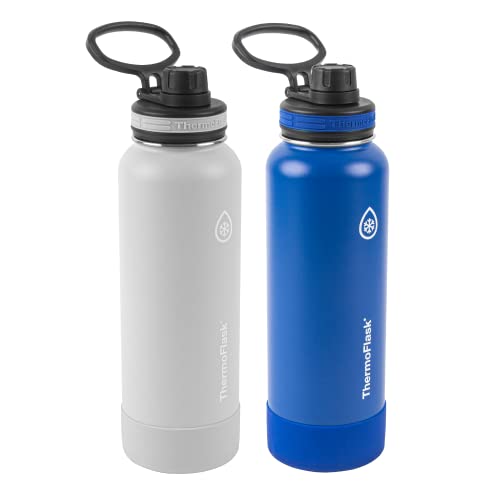 Thermoflask Insulated Water Bottle with Spout Lid, 40oz, 2 Pack (Teal/Graphite)