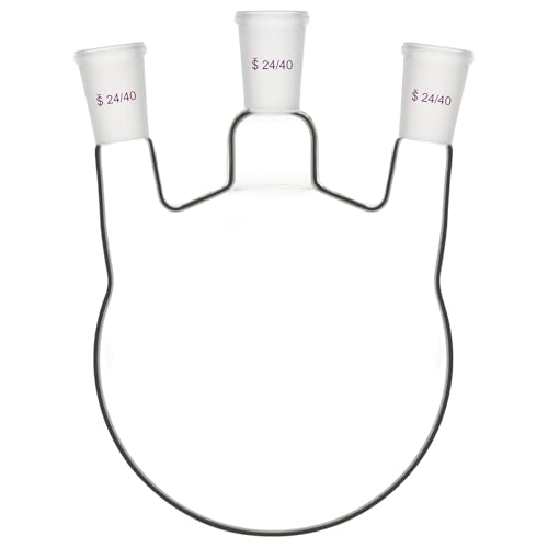 BorinGlass Three Necks Round Bottom Flask RBF, Glass 3-Neck Boiling Flask with 24/40 Standard Taper Outer Joint, 2000 ml