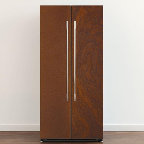 Self Adhesive Vinyl Refrigerator Wrap Detail Facade Rusted Corten Steel Different Patterns Textures Door Mural Sticker Peel and Stick Removable Door Cover Fridge Wrap Decal for Kitchen Decor