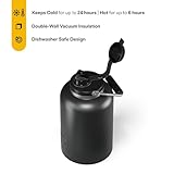 RTIC 1 Gallon Outback Jug, Stainless Steel, Insulated Water Bottle with Lid and Handle, BPA-Free, Double Wall Vacuum Insulation, Ceramic Lined, Black