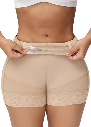 SHAPSHE Tummy Control Shapewear Shorts Slimmer Body Shaper Butt Lifting Panties Middle Waist Hip Enhancer Underwear for Women Beige