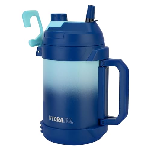Hydraful Gallon Water Bottle, 128 oz Large Insulated Stainless Steel Sports Water Jug, Large Triple Wall Vacuum Insulation Water Bottle-Keeps Cold up to 48 Hrs-Sweat Proof, for Gym, Hiking & Camping