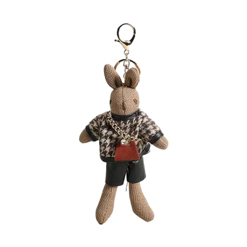 jiesinlov Kawaii Bag Pendant Keychain Dolls, Cute Trend Bunny Bag Charms, Purse DIY Remodeling Accessories(Brown Bunny)