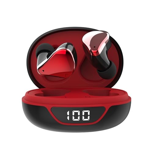 Small Wireless Earbuds for Small Ear Canals, Blue Tooth Ear Buds Earphones for iPhone Android, Red Micro Tiny Mini Earbuds Wireless Bluetooth Noise Cancelling Waterproof in-Ear Headphones for Sports