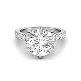 IGI Certified 3.75 Carat Round Lab Grown Diamond (3 Ct, F, VVS2) Hidden Halo 14K White Gold Wedding Engagement Ring For Womens 7US