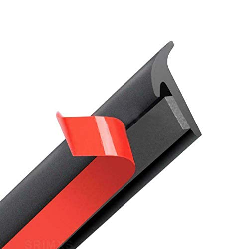 GreceYou 5M/16.5Ft Universal Self Adhesive Auto Rubber Weather Draft Seal Strip, Car Windshield Edge Moulding Sealing Strip Soundproof T-Type Rubber Edge Protector Trim, Black (8x10mm/0.31''x0.39'')