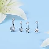 LEE&RO Silver Belly Button Ring Dangle Stainless Steel Belly Rings 14G Belly Button Piercing Cute Navel Ring Belly Piercing Jewelry