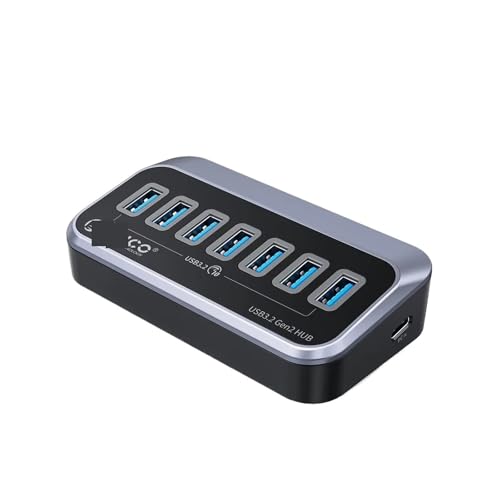 Y0S3QZ1 OR*ICO Industrial USB 3.0 HUB 7/10 Aluminum USB Splitter On/Off Switch with 12V Power Adapter Support Charging for Computer(AT2U3 7 Ports EU)