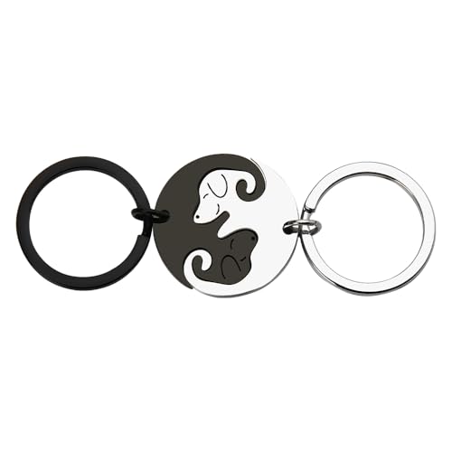 Kilener Matching Dog Keychains for Couples - Silver, 2-Piece Set - Valentine's Day, Anniversary, Birthday Gifts for Him & Her