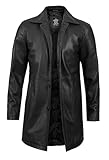 Decrum Mens Leather Car Coat - Mens Leather Coat Jacket | [1500042] Super Black, S