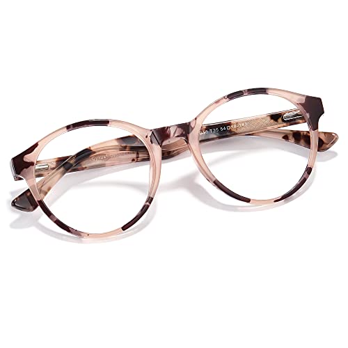 Cyxus Women Blue Light Glasses Fashion Round Computer Blue Ray Blocking Glasses Tr90 Frame Anti Glare Eye Strain Tortoiseshell