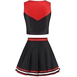 GRAJTCIN Cheerleader Costume for Women Cheerleading Uniform School Girls Dress Teenager Cheer Outfit Halloween Costume (L, Black)