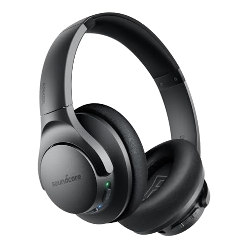 Soundcore Anker Life Q20 Hybrid Active Noise Cancelling Headphones, Wireless Over Ear Bluetooth Headphones, 60H Playtime, Hi-Res Audio, Deep Bass, Memory Foam Ear Cups, Travel, Office, USB-C Charging