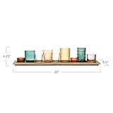 Creative Co-Op Round Glass Votive Holders on Wood Tray, Multicolor, Set of 9