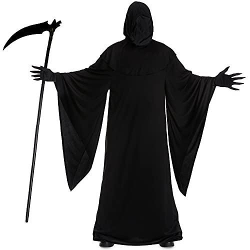 Morph Grim Reaper Costume For Men - Adult Grim Reaper Robe - Spooky Halloween Outfit - Dark Cloak For Parties, X-Large