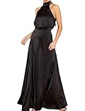 SDEER Womens Sleeveless Halter Tied Jumpsuit with Pockets High Waist Wide Leg Pants for Women Black Small