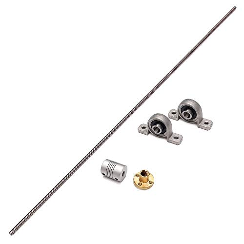 Ochoos T8 8mm Lead Screw 1000mm + Brass Copper Nut + Bearing Bracket +Flexible Coupling for 3D Printer CNC
