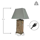 Sunnydaze 24" Outdoor Table Lamp - Weather-Resistant Natural Slate Light for Indoor or Outdoor Use - Gray Cotton Lampshade