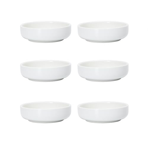 Selamica Soy Sauce Dish, 2.5 oz Ceramic Dipping Bowls Set of 6, 3.3 Inch Pinch Bowls, Mini Bowls for Side Dish, Condiment, Ketchup, Sushi, BBQ, White