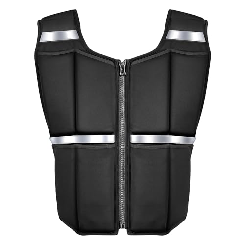 Adjustable Weighted Vest Men 2-35 lbs/2-45 lbs, Rucking Vests for Walking with Zipper/16pcs Silicone Weights, US PATENT Strength Training Workout Vest for Running GYM Home, Removable Reflective Strips