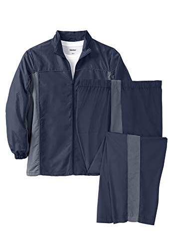 KingSize Men's Big & Tall Long Sleeve Colorblock Tracksuit - 8XL, Navy Colorblock