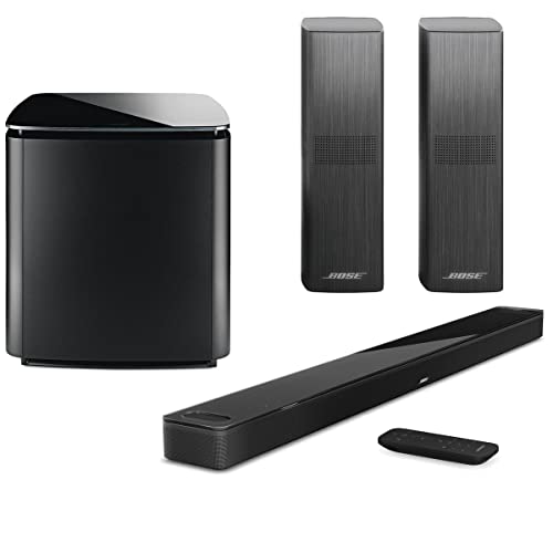 Bose Home Theater System Smart Ultra Dolby Atmos Soundbar, Bass Module 700 2X Surround Speakers 700, Black