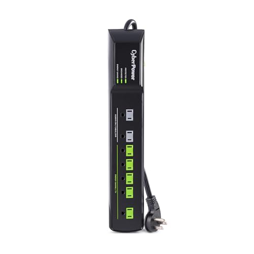 CyberPower HT705GR Tier 2 Advanced Power Strip, 1,500 J/125 V, 7 Outlets, 5ft Power Cord