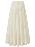 NASHALYLY Women's Chiffon Elastic High Waist Pleated A-Line Flared Maxi Skirts?Perfectly Pale,S?