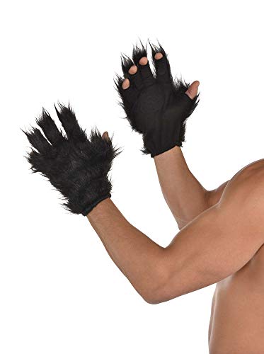amscan Womens Style Adult Black Fingerless Furry Gloves, Black, Adult One Size US