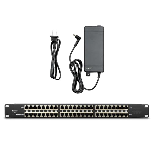 PoE Texas 24 Port PoE Injector with 48v120w Power Supply - 10/100 Data - Rack Mount - Add Passive Mode B 802.3af PoE to a Non PoE Switch for VoIP, WiFi AP, IP Camera, Security & Surveillance Systems