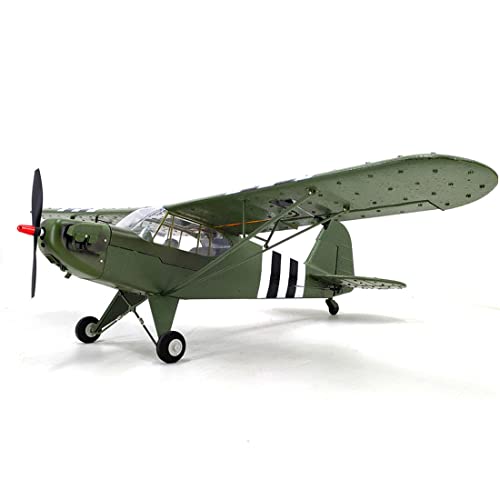 Luminda 1/16 Scale WWII Piper J-3 CUB RC Airplane With Gyro Stabilization, 2.4GHz 4CH Military Plane Ready to Fly, EPP Fixed-Wing Aircraft Outdoor Toys for Kids and Adults (RTF)