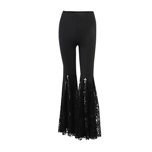 Instobig Goth Fashion Flare Pants Trad Mall Goth Flare Bell Bottom Trousers Y2K Wide Leg Pants for Women