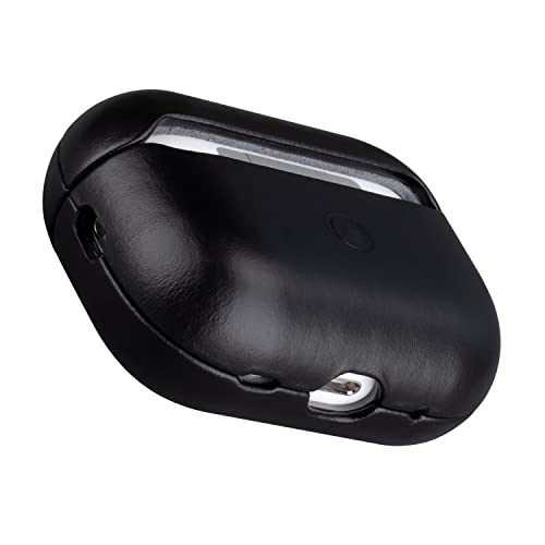 Maogoam Leather Case for AirPods Pro 2, Genuine Crystal Vegetable Tanned Leather Case for AirPods Pro 2nd Generation(2022-2024), Sync Button, Elegant Style, Front LED Visible, Glossy Black