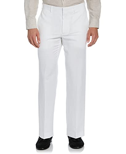 Cubavera Men's Flat Front Linen Blend Dress Pant (Waist Size 30-54 Big & Tall), Bright White, 32W x 30L