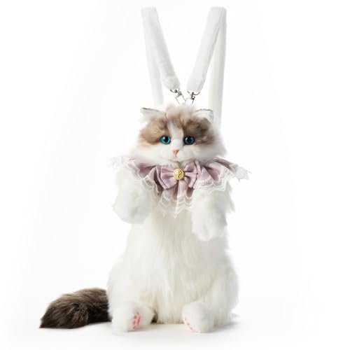 Chongker Stuffed Realistic Cat Plush Backpack - Cute and Soft Stuffed Animal Backpack with Adjustable Straps, White