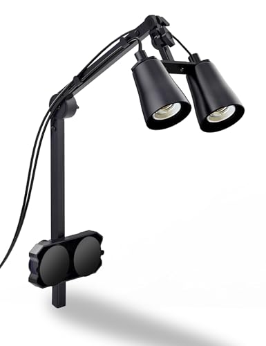 RM Romansk Reptile Glass Mount Lamp Stand with Suction Cup, Adjustable Heat Lamp Fixture Holder, Compatible with E26/E27 Bulbs (Bulbs Not Included)