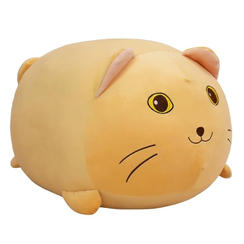 YESGIRL 20 inch Super Soft Cat Plush Pillow, Adorable Stuffed Animal Toy, Chubby Kawaii Cat Plushie for Boys Girls, Cute Room Decor Fat Animals Pillow, Kids Gifts for Birthday,Valentine,Christmas