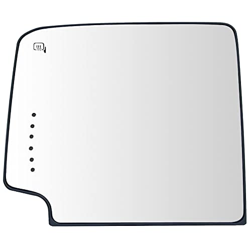 Left Driver Side Heated Towing Mirror Glass Replacement For 2014-2017 Silverado GMC Sierra 1500 2500 3500, Upper Side Mirror With Backing Plate and Rear Holder, Heated Exterior Mirror with Turn Signal
