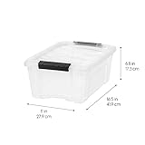 IRIS USA 13 Qt Stackable Plastic Storage Bins with Lids, 6 Pack - BPA-Free, Made in USA - See-Through Organizing Solution, Latches, Durable Nestable Containers, Secure Pull Handle - Clear