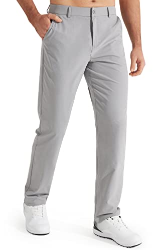 Libin Men's Work Pants Comfy Golf Pants 34" Quick Dry Lightweight Dress Slacks Business Casual Clothing for Men Travel HIiking Outdoor, Light Grey, 34W x 34L