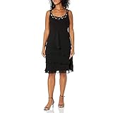 S.L. Fashions Women's Mother of The Bride Jacket Dress with Sequined Cut Out Shoulder (Petite and Regular Sizes), Black, 12