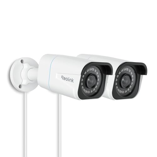 REOLINK 4K/8MP Security Bullet PoE IP Camera,Surveillance Outdoor Indoor,Human/Vehicle/Pet Detection,100ft IR Night Vision,Work with Smart Home,Up to 256GB microSD Card,RLC-810A(Pack of 2)