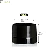 (200 Pack) 5ml Thick Black Glass Jars with Black Child Resistant Lids - UV Resistant - Storage for Oil, Lip Balm, Wax, Cosmetics - Mini Child Proof Container