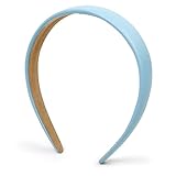 Blue Headbands for Women Light Blue Hairband Faux Leather Headband for Women and Girls Plastic Hard Head Band Solid Colors 1 Inch Thin Hair Bands