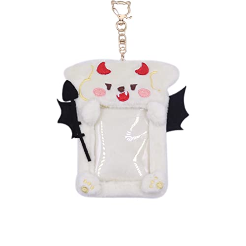 MOSSTYUS Plush Photocard Holder Kpop Little Devil Credit ID Bank Student Card Bus Card Protective Case Photo Sleeves Pendant