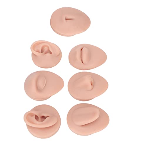 Body Piercing Model 6Pcs Simulation Silicone Body Part Piercing Practice Kit, Ear Eye Nose Mouth Tongue and Belly Button Model for Novice Piercer, Soft Model Body Part Displays Set